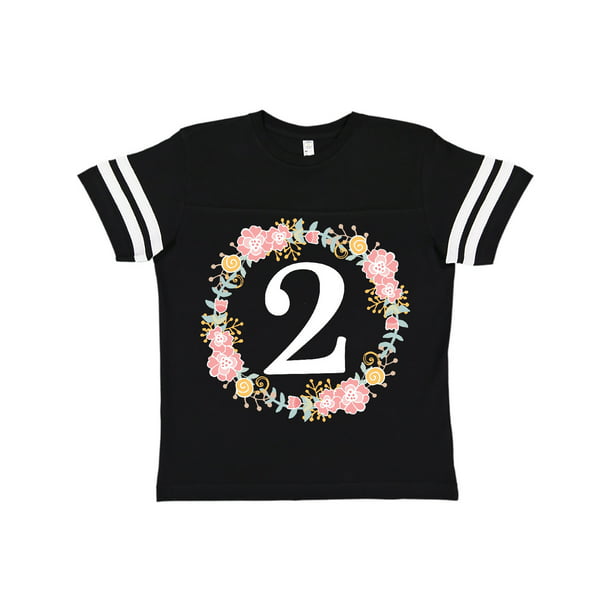 inktastic 2nd Birthday Floral Wreath 2 Year Old Toddler T-Shirt 
